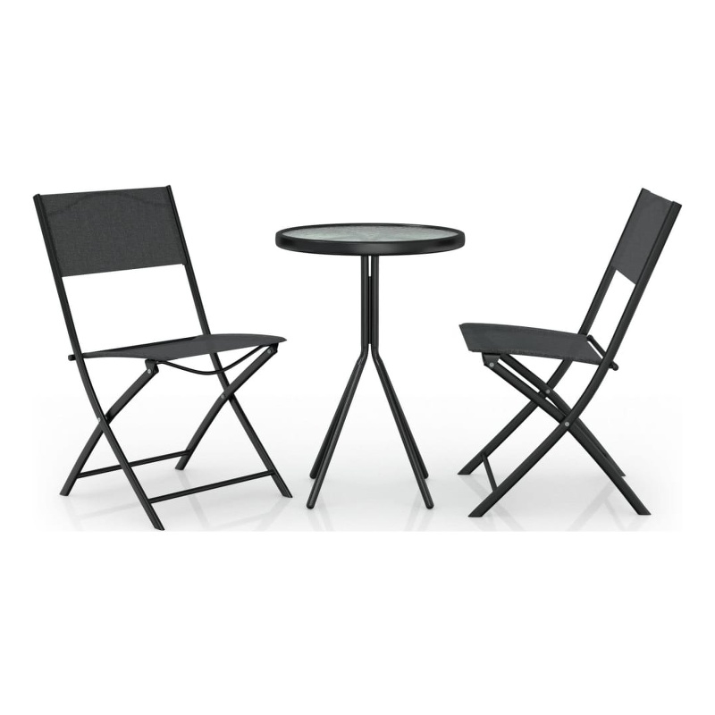 Afuera Living Contemporary Steel Small Bistro Set in Black Finish