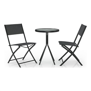 Afuera Living Contemporary Steel Small Bistro Set in Black Finish
