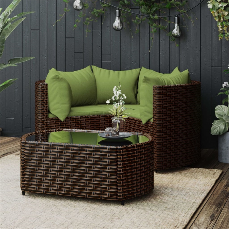 Afuera Living Contemporary 4 Piece Small Lounge Set in Brown