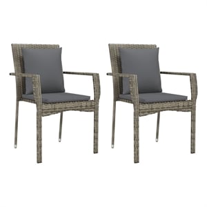 Afuera Living Contemporary Synthetic Poly Rattan Chairs Set in Gray