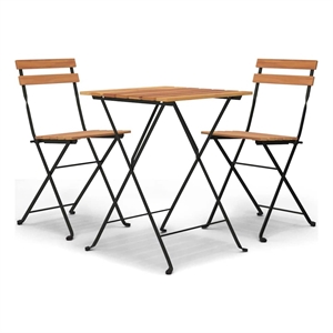 Afuera Living Contemporary Wood and Steel Medium Bistro Set in Brown/Black