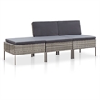 Afuera Living Contemporary 3 Piece Steel Garden Lounge Set in Gray