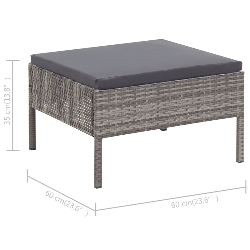 Afuera Living Contemporary 3 Piece Steel Garden Lounge Set in Gray