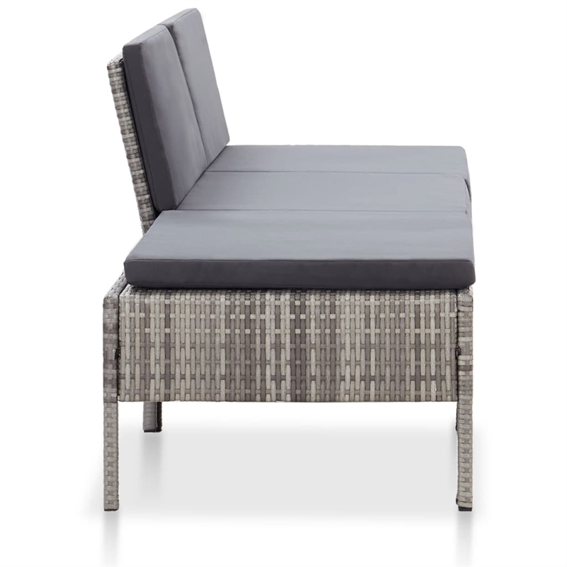 Afuera Living Contemporary 3 Piece Steel Garden Lounge Set in Gray