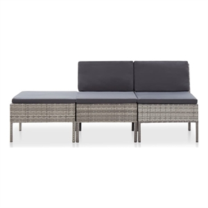 Afuera Living Contemporary 3 Piece Steel Garden Lounge Set in Gray