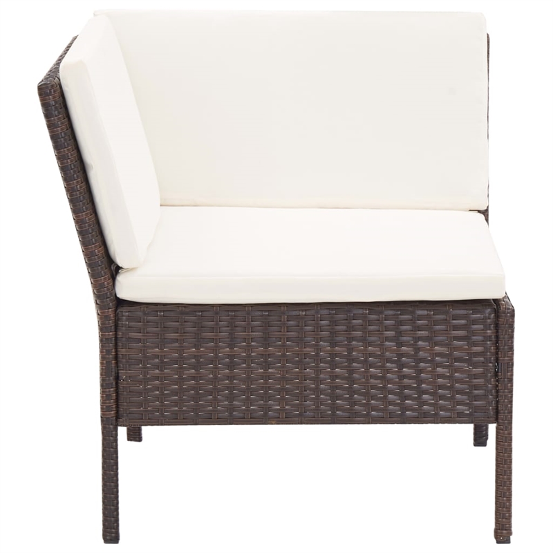 Afuera Living 3 Piece Poly Rattan Garden Lounge Set in Brown/Cream