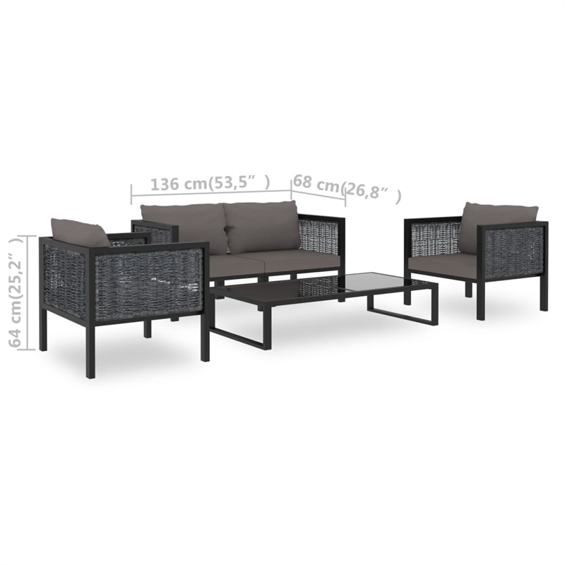 Afuera Living 5 Piece Poly Rattan Garden Lounge Set in Gray/Anthracite