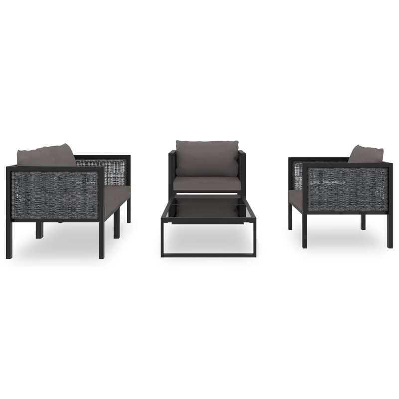 Afuera Living 5 Piece Poly Rattan Garden Lounge Set in Gray/Anthracite