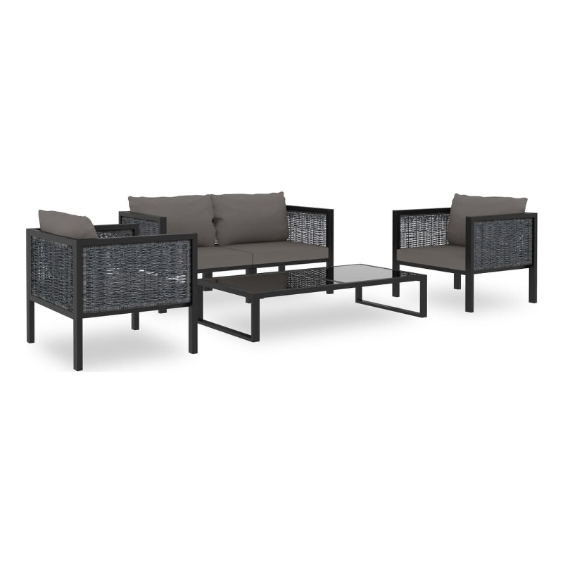 Afuera Living 5 Piece Poly Rattan Garden Lounge Set in Gray/Anthracite