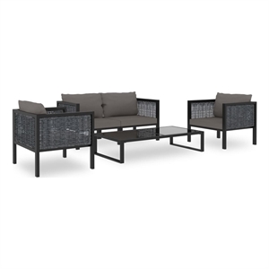Afuera Living 5 Piece Poly Rattan Garden Lounge Set in Gray/Anthracite