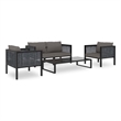 Afuera Living 5 Piece Poly Rattan Garden Lounge Set in Gray/Anthracite
