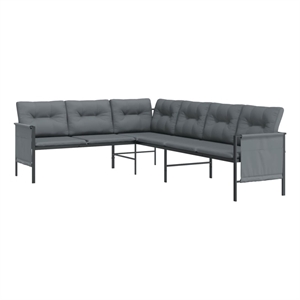 Afuera Living Contemporary Steel Modular Garden Sofa in Gray/Anthracite