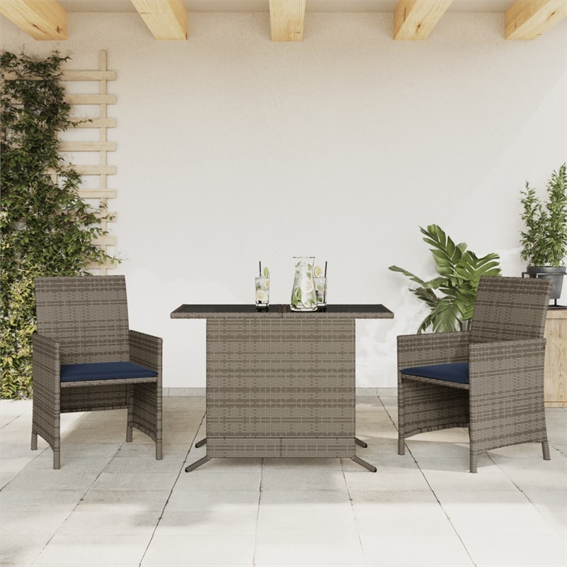 Afuera Living 3 Piece Poly Rattan Small Bistro Set in Gray/Blue
