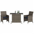 Afuera Living 3 Piece Poly Rattan Small Bistro Set in Gray/Blue