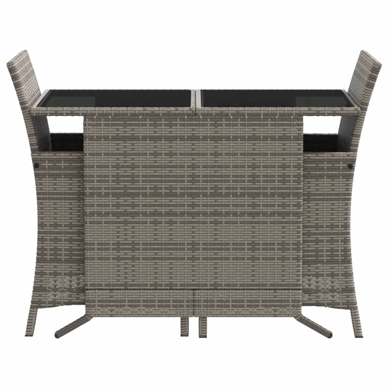 Afuera Living 3 Piece Poly Rattan Small Bistro Set in Gray/Blue