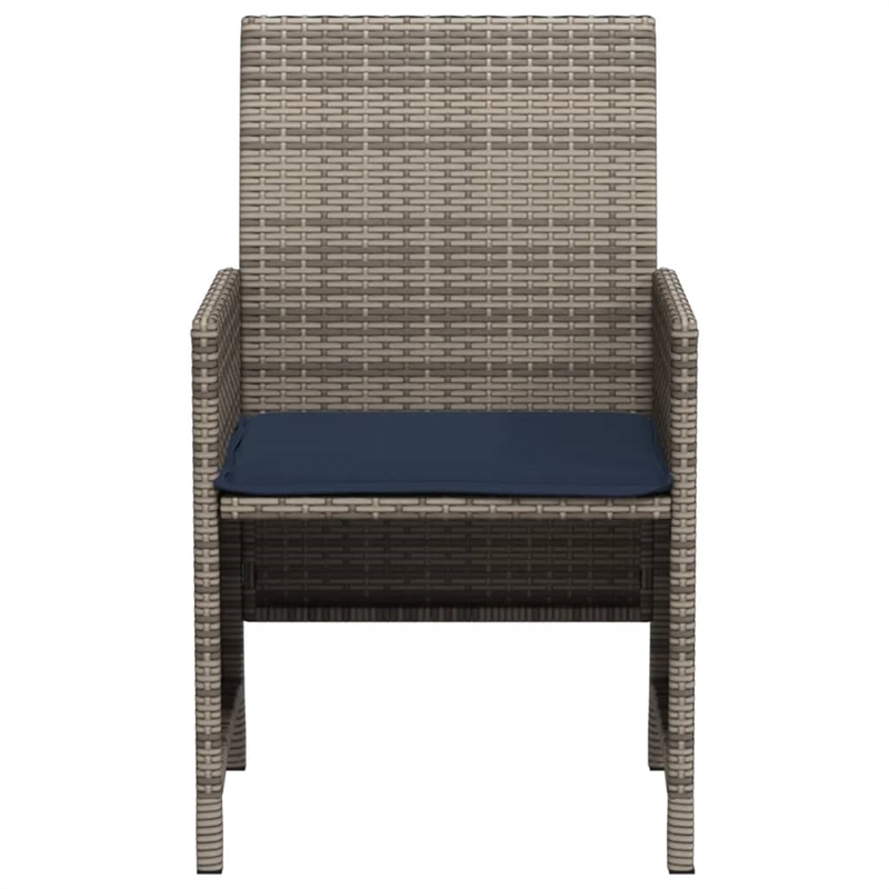 Afuera Living 3 Piece Poly Rattan Small Bistro Set in Gray/Blue