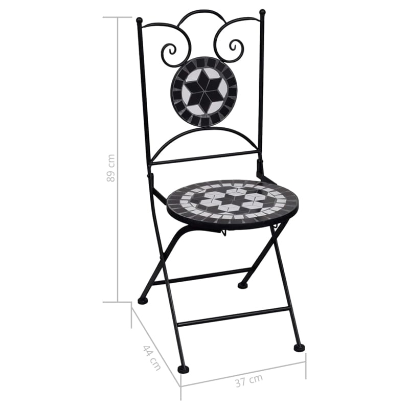 Afuera Living Contemporary Metal Powder-Coated Steel Bistro Set in Black/White
