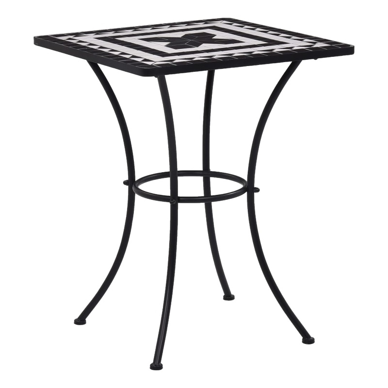 Afuera Living Contemporary Metal Powder-Coated Steel Bistro Set in Black/White