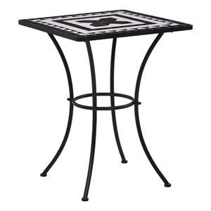 Afuera Living Contemporary Metal Powder-Coated Steel Bistro Set in Black/White