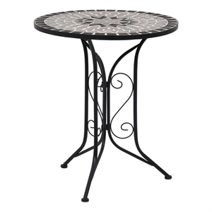 Afuera Living 3 Piece Powder-Coated Iron Bistro Set in Black/Gray