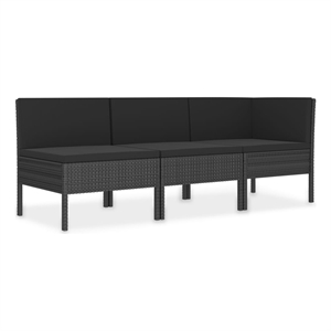 Afuera Living Contemporary 3 Piece Steel Furniture Set in Black