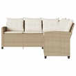 Afuera Living Contemporary Synthetic Poly Rattan  Large Sofa Beige
