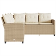 Afuera Living Contemporary Synthetic Poly Rattan  Large Sofa Beige