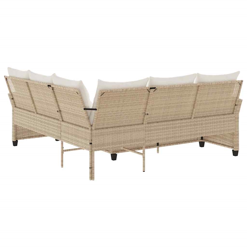 Afuera Living Contemporary Synthetic Poly Rattan  Large Sofa Beige