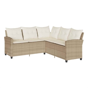 Afuera Living Contemporary Synthetic Poly Rattan  Large Sofa Beige