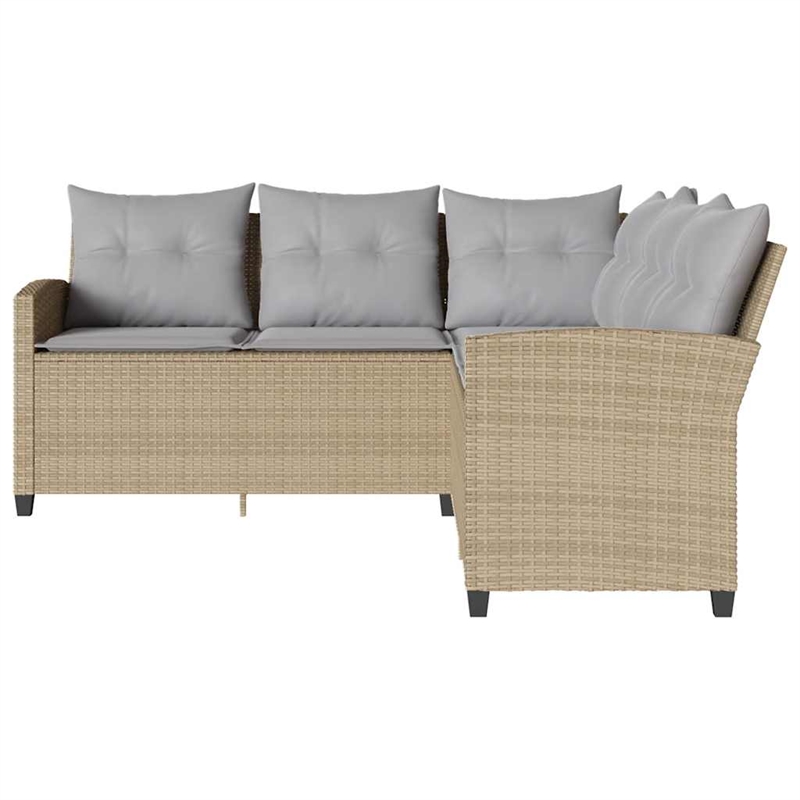 Afuera Living Contemporary Synthetic Poly Rattan Sofa Gray/Beige