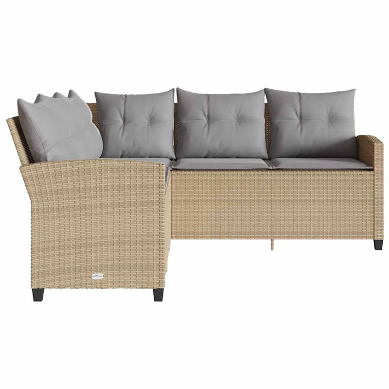 Afuera Living Contemporary Synthetic Poly Rattan Sofa Gray/Beige