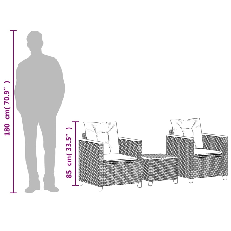 Afuera Living 3 Piece Solid Acacia Wood Small Bistro Set in Cream/Beige