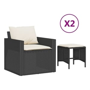 Afuera Living Contemporary 4 Piece Steel Sofa Set in Black/Cream