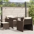 Afuera Living Contemporary 4 Piece Poly Rattan Sofa Set in Brown