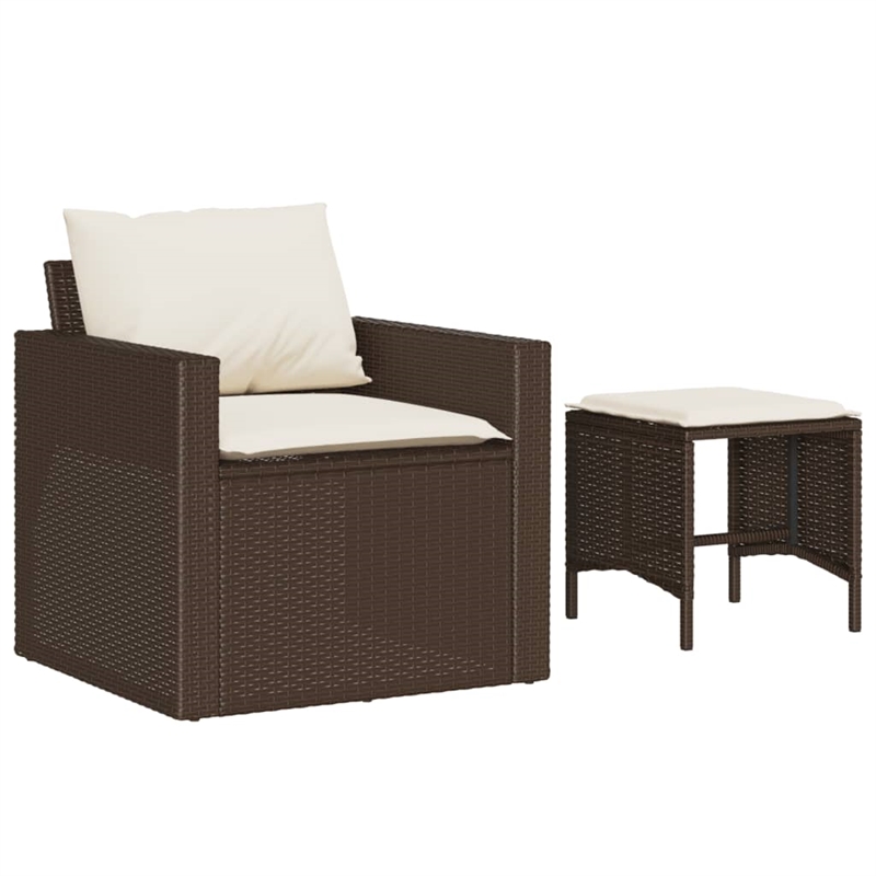 Afuera Living Contemporary 4 Piece Poly Rattan Sofa Set in Brown