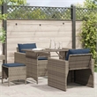 Afuera Living Contemporary 4 Piece Poly Rattan Sofa Set in Gray/Blue