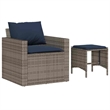 Afuera Living Contemporary 4 Piece Poly Rattan Sofa Set in Gray/Blue