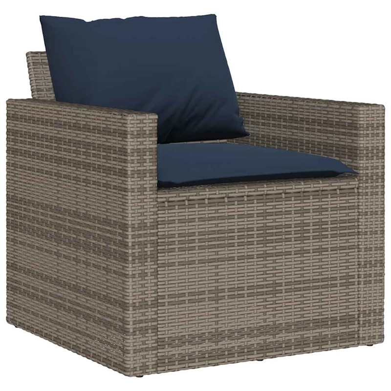 Afuera Living Contemporary 4 Piece Poly Rattan Sofa Set in Gray/Blue