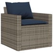 Afuera Living Contemporary 4 Piece Poly Rattan Sofa Set in Gray/Blue