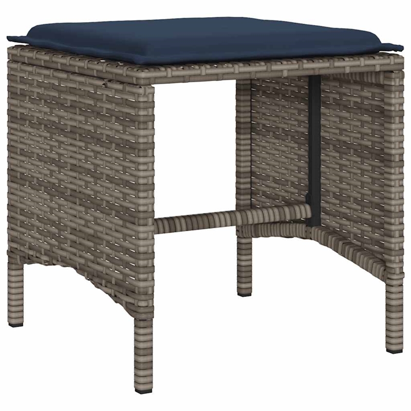 Afuera Living Contemporary 4 Piece Poly Rattan Sofa Set in Gray/Blue