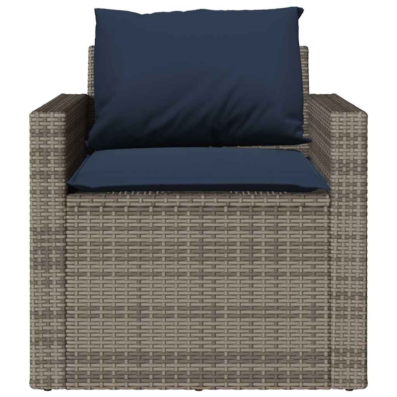 Afuera Living Contemporary 4 Piece Poly Rattan Sofa Set in Gray/Blue