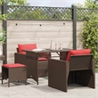 Afuera Living Contemporary 4 Piece Poly Rattan Sofa Set in Brown