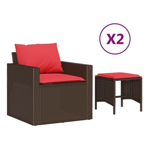 Afuera Living Contemporary 4 Piece Poly Rattan Sofa Set in Brown