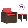 Afuera Living Contemporary 4 Piece Poly Rattan Sofa Set in Brown