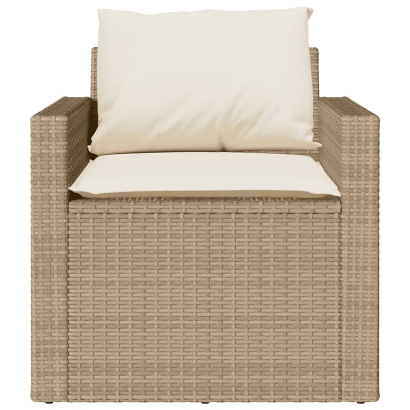 Afuera Living Contemporary 4 Piece Poly Rattan Sofa Set in Cream/Beige