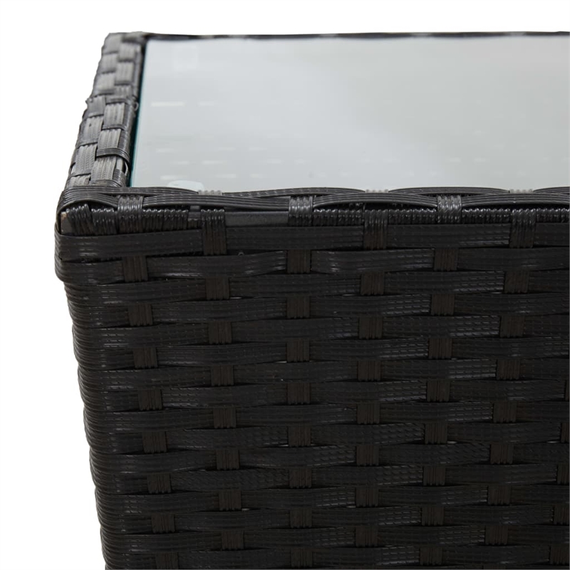 Afuera Living Contemporary 3 Piece Poly Rattan Bistro Set in Black/Cream