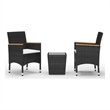 Afuera Living Contemporary 3 Piece Poly Rattan Bistro Set in Black/Cream