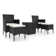 Afuera Living Contemporary 5 Piece Poly Rattan Bistro Set in Black/Cream