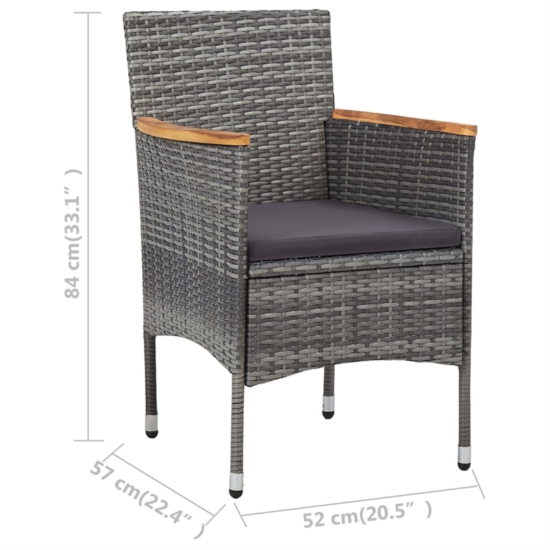 Afuera Living Contemporary 3 Piece Steel Small Bistro Set in Gray