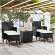 Afuera Living 5 Piece Poly Rattan Small Bistro Set in Black/Cream